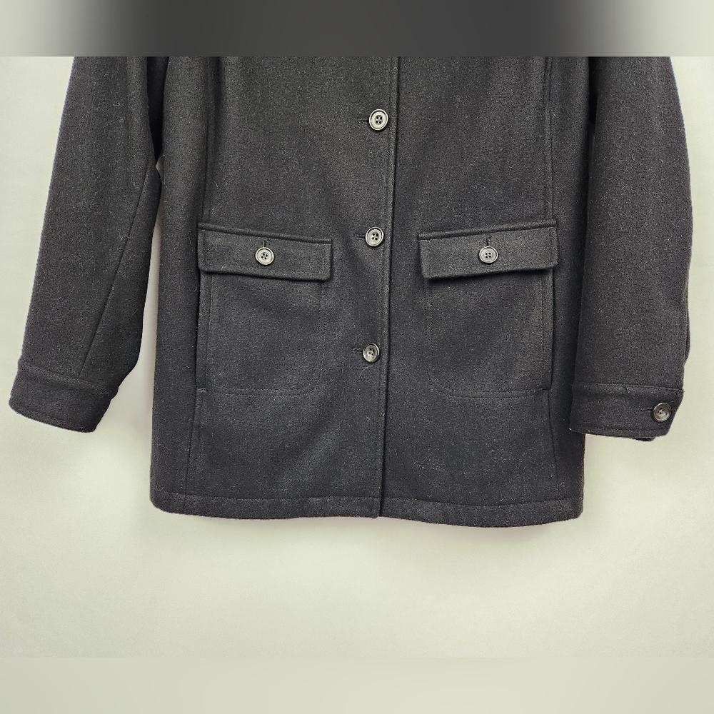 Eddie Bauer Women's Black Peacoat 76% Wool Size Large - Picture 8 of 11